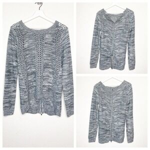 Altar'd State Gray Two Way Zip Back Mulit Knit Pattern Sweater Sz S